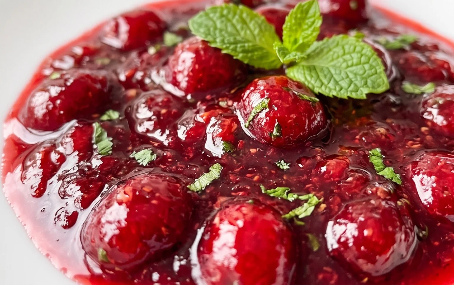 Kirschmarmelade mit frischer Minze