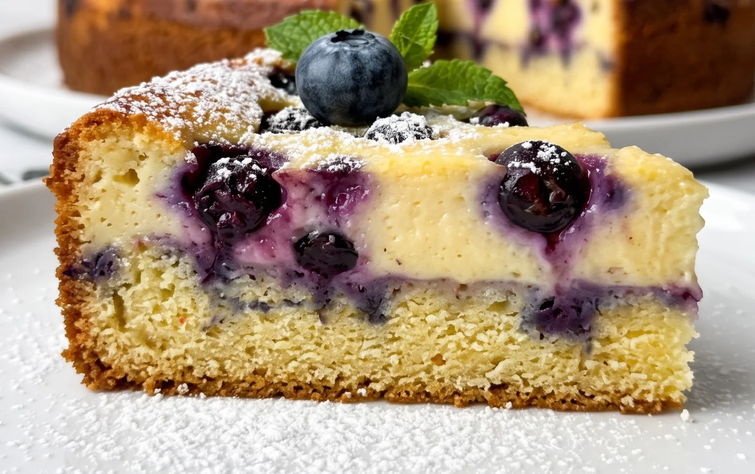 Puddingkuchen mit Heidelbeeren